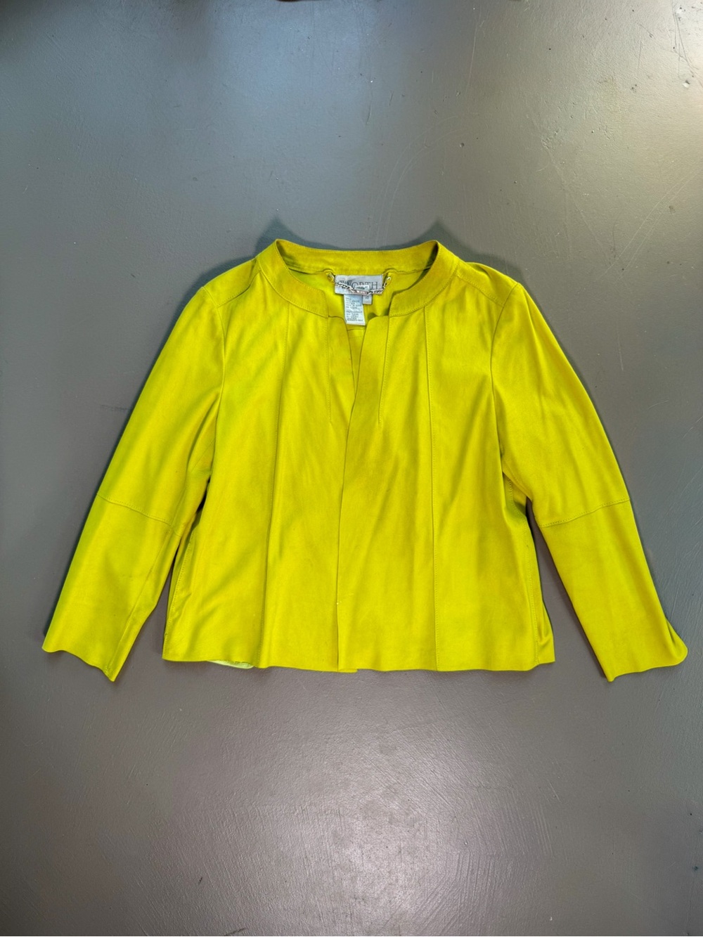 Worth New York 100% Suede Leather Chartreuse Jacket Blazer SIZE 10 Statement